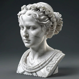 Buste en marbre d'une femme romaine noble , d'une trentaine d'années, avec une coiffure élaborée en rouleaux.