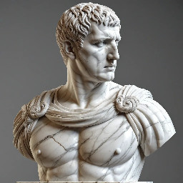 Buste en marbre de l'empereur Trajan, torse nu.