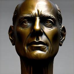 Escultura 3D detallada y real de Eduardo Abaroa  con suaves texturas de bronce, que captura detalles intrincados de los rasgos faciales y la postura dinámica.
