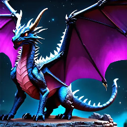World of Warcraft official concept art style, a high-resolution 4k wallpaper of Neltharaku the Netherwing dragon. Majestic pose, sharp details on horns and glowing eyes, ethereal energy flowing from his wings. Dark violet and neon purple color palette. Radiant energy particles floating around him. Unreal Engine 5 render, highly detailed, fantasy landscape background, 16:9 widescreen., cinematic shot, dynamic lighting, 75mm, Technicolor, Panavision, cinemascope, sharp focus, fine details, 8k, HDR, realism, realistic, key visual, film still, cinematic color grading, depth of field.  Overall, it's an absolute world-class cinematic masterpiece. It's an aesthetically pleasing cinematic shot with impeccable attention to detail and impressive composition.