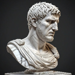 Buste en marbre de l'empereur Trajan, torse nu.