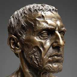 Escultura 3D detallada y real de Eduardo Abaroa  con suaves texturas de bronce, que captura detalles intrincados de los rasgos faciales y la postura dinámica.