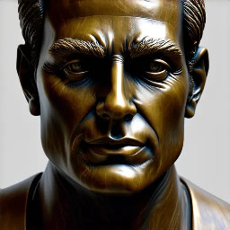 Escultura 3D detallada y real de Eduardo Abaroa  con suaves texturas de bronce, que captura detalles intrincados de los rasgos faciales y la postura dinámica.