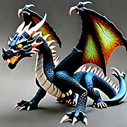 the Netherwing dragon. Majestic pose, sharp details on horns and glowing eyes