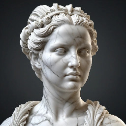 Buste en marbre d'une femme romaine noble , d'une trentaine d'années, avec une coiffure élaborée en rouleaux.