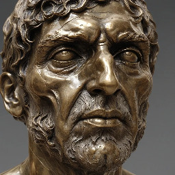 Escultura 3D detallada y real de Eduardo Abaroa  con suaves texturas de bronce, que captura detalles intrincados de los rasgos faciales y la postura dinámica.